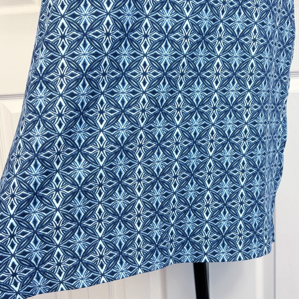 Hang Ten Blue Print Stretch Knit Elbow Sleeve Shift Sun Dress Medium - Picture 11 of 16